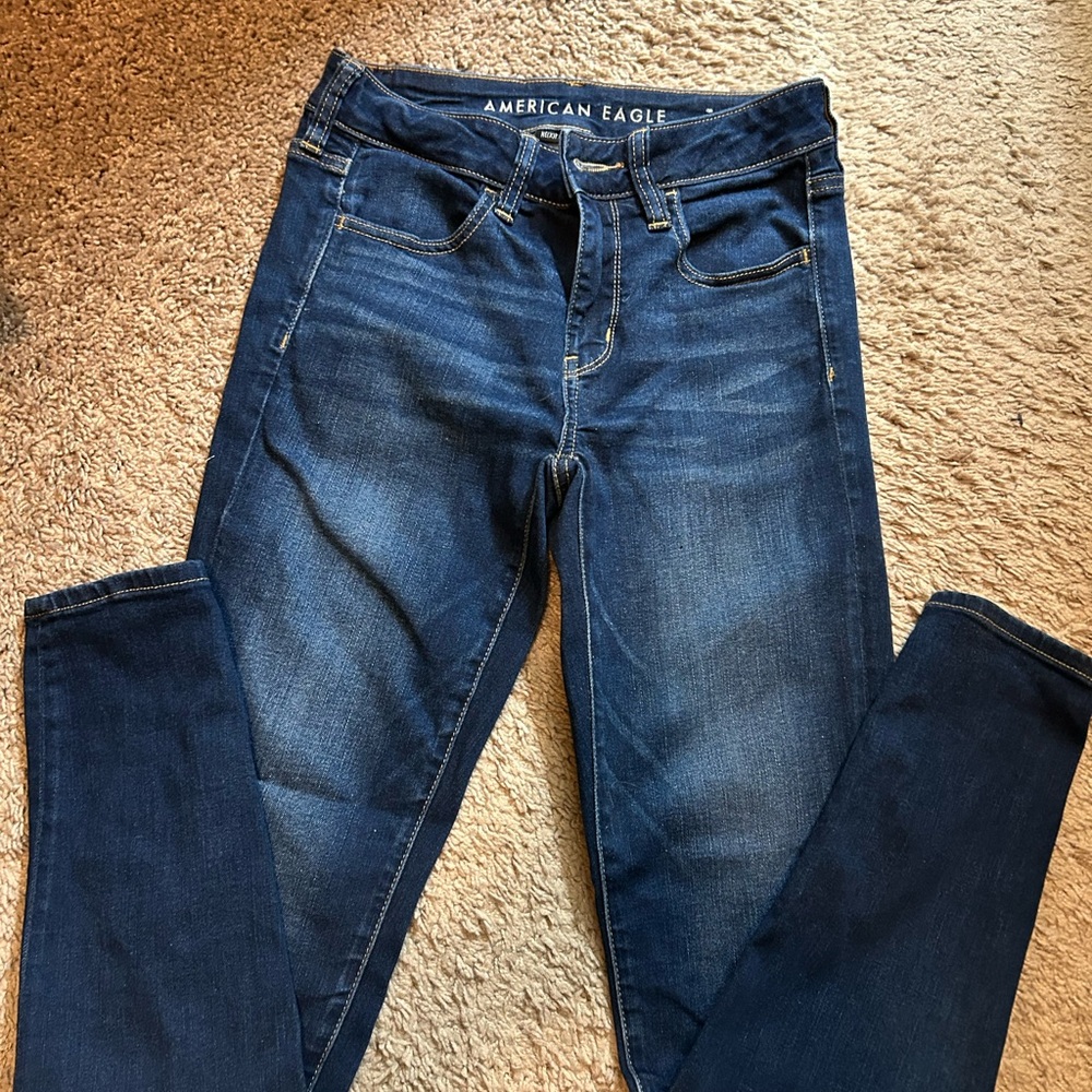 American Eagle Outfitters Women's Dark Blue Jeans Next Level Stretch